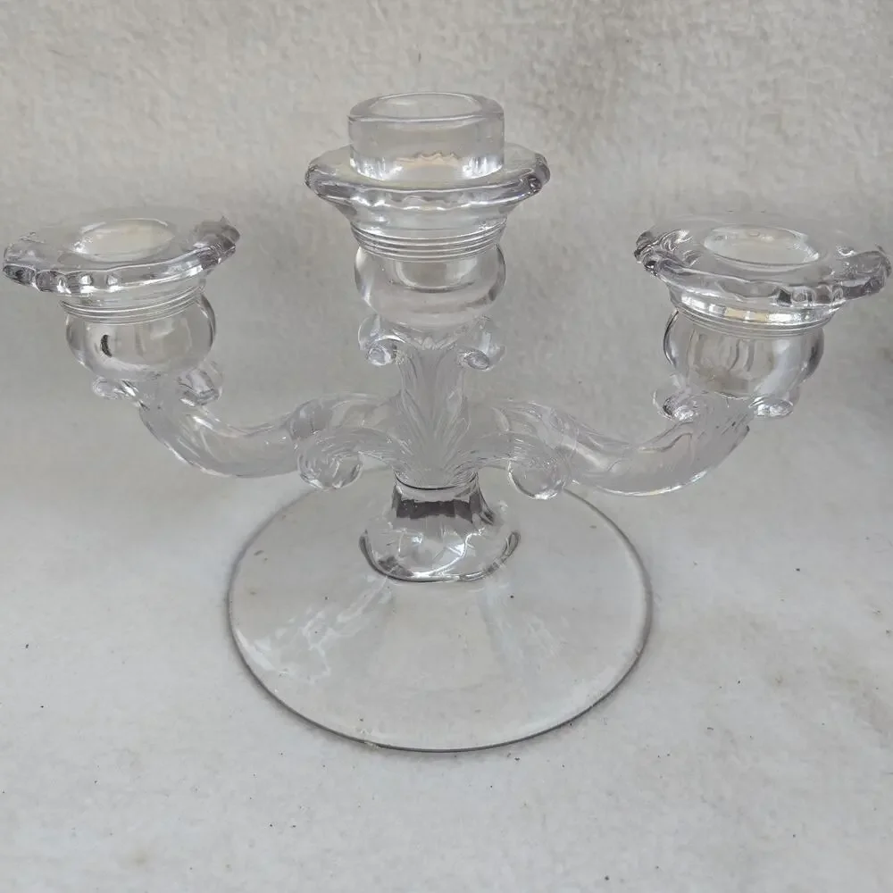 Vintage Crystal/Glass 3 Arm Candle Holder